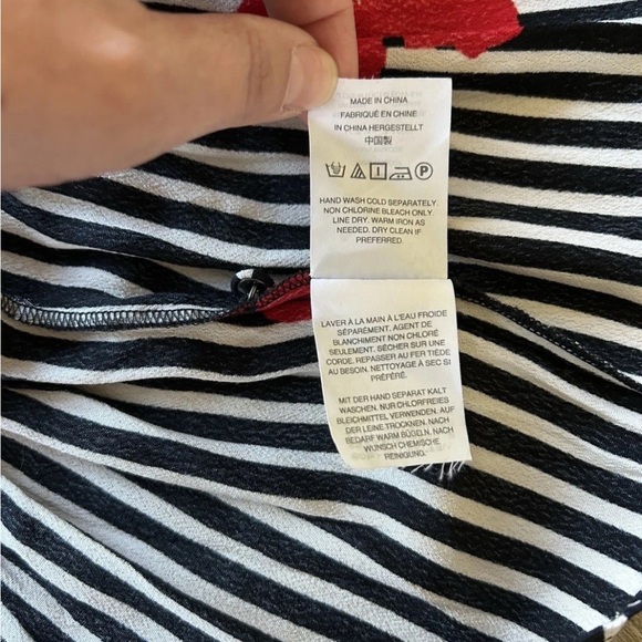 Madewell Ruffle Wrap Dress Sz 12 Black White Mini Floral classic preppy modern - Picture 9 of 14